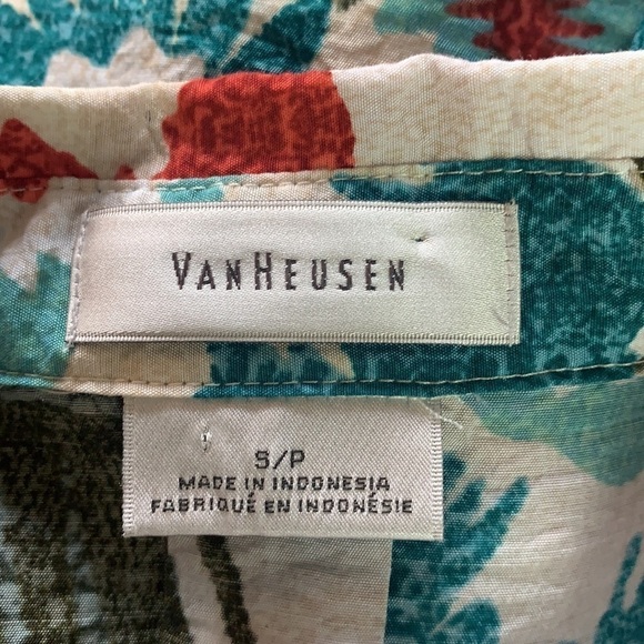 Van Heusen Tropical Floral Button Down Shirt Blouse Size S - Picture 9 of 13
